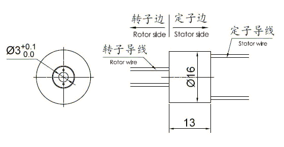 h0316 desenho do anel deslizante de Mini Through Hole Slip Ring da série da série H0316