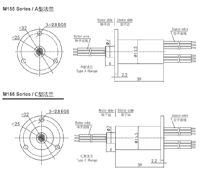 m155 desenho do anel deslizante de Mini Capsule Slip Ring da série da série M155