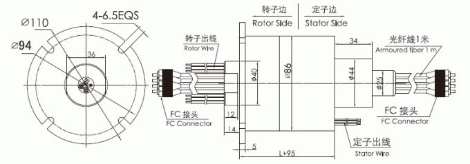 fo608 desenho do anel deslizante de anel deslizante da fibra ótica dos canais da série 6 da série FO608