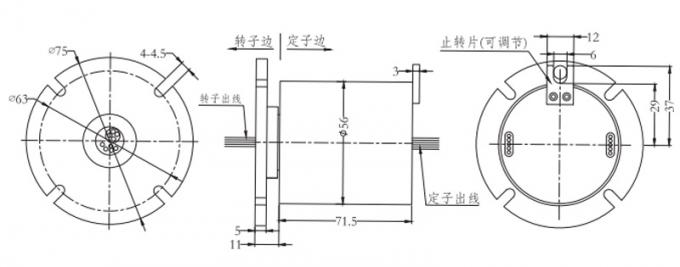 电源线 系列滑环外形图纸 do 路 10A do 路千兆网线组合 4 do 单通路千兆以太网滑环 1 de em056-18-tm