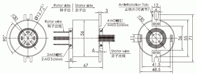 g012-12 desenho de alta velocidade super do anel deslizante de anel deslizante da série da série G012-12 (Max Speed 5000RPM)