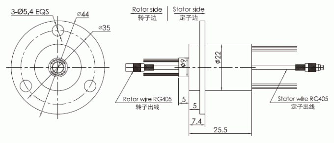 hf0103-22 desenho comum giratório coaxial do anel deslizante do canal de Singal da série da série HF0103-22